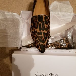 Calvin Klein  leopard flats new, never been worn